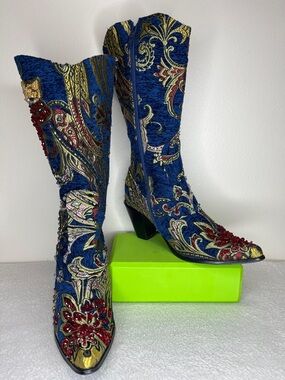 HELENS HEART TALL CRYSTAL BLUE BOOT